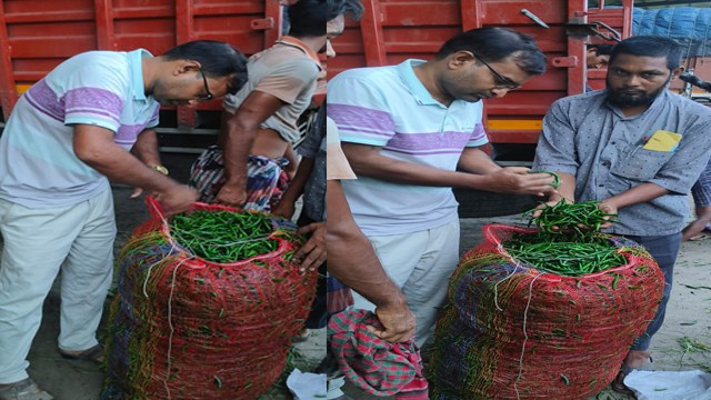 সোনামসজিদ স্থলবন্দর দিয়ে ৯ মাস পর কাঁচা মরিচ আমদানি শুরু, বাজারে দাম কমার আশা
