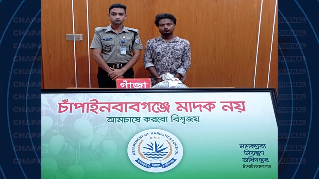 চাঁপাইনবাবগঞ্জে ৫০০ গ্রাম গাঁজাসহ যুবক আটক, ডিএনসির মামলা