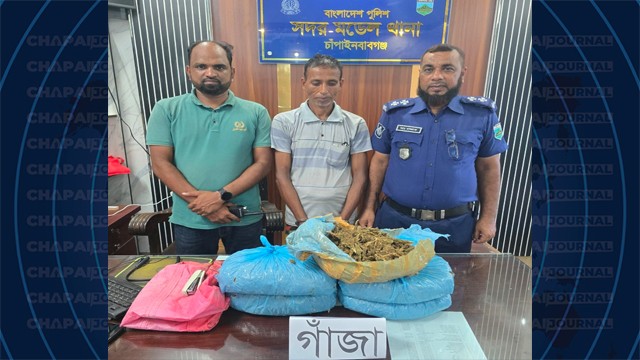 চাঁপাইনবাবগঞ্জে পুলিশের অভিযানে গাঁজাসহ একজন গ্রেপ্তার