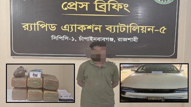 চাঁপাইনবাবগঞ্জে প্রাইভেট কারসহ কারবারি গ্রেপ্তার
