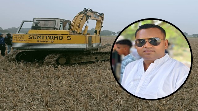 অবৈধভাবে ফসলি জমির টপ সয়েল কাটা বন্ধে ভেক্যু ও ট্রাক্টর জব্দ, অভিযুক্ত ফারুক পলাতক