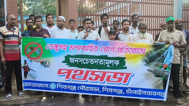 শিবগঞ্জে ডেঙ্গুসহ মশাবাহিত প্রতিরোধে জনসচেতনতামূলক পথসভা